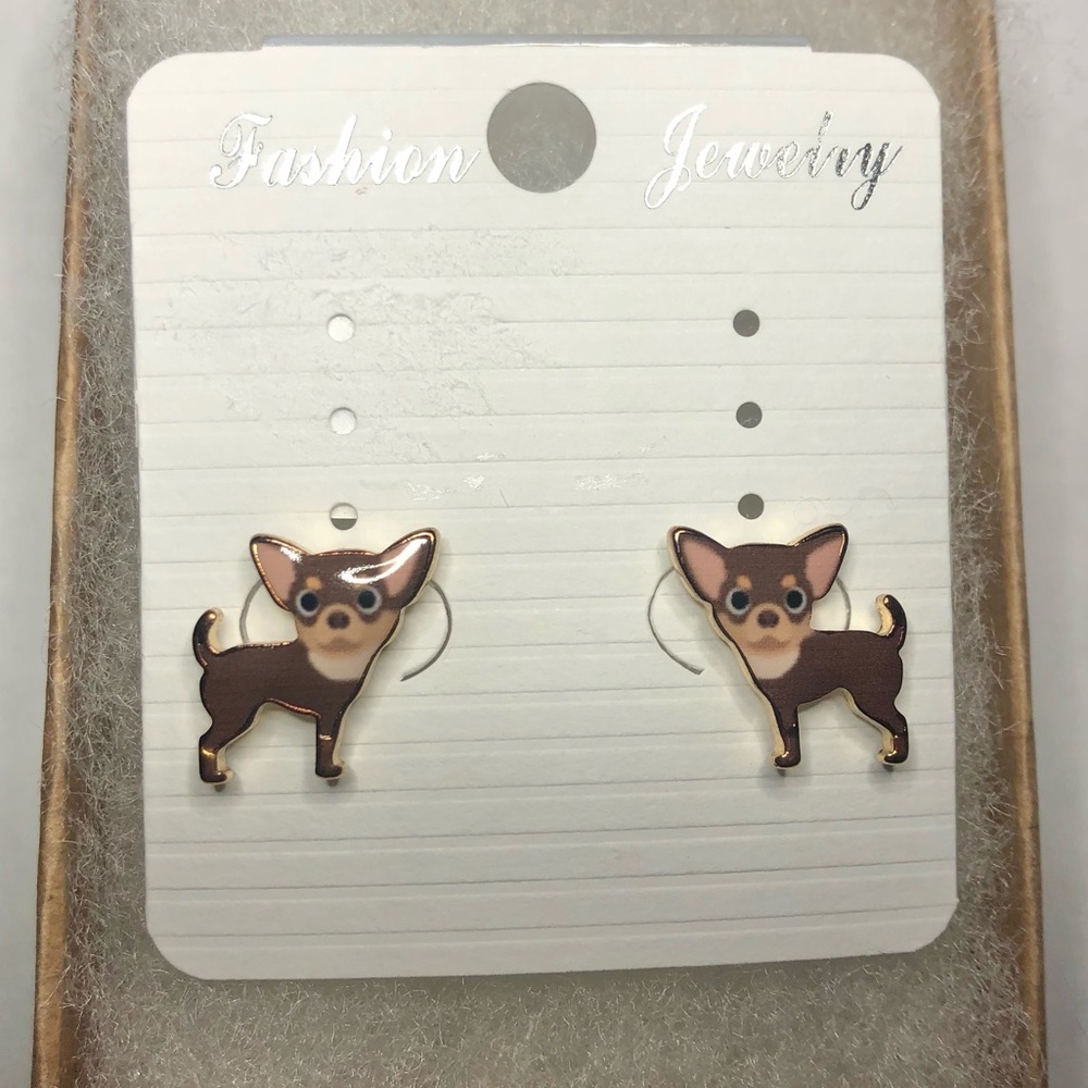 NIP Lil Brown Chihuahua post earrings